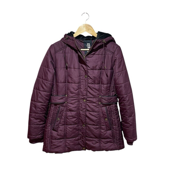 Intl Details Women's Puffer Coat Jacket Size S Full Zip & Snap Purple - Picture 1 of 5